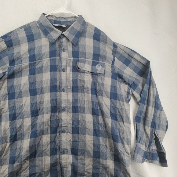 Wrangler Shirt Men's Long Roll Tab Sleeve Button Down Collared Plaid Blue XL - Picture 5 of 11